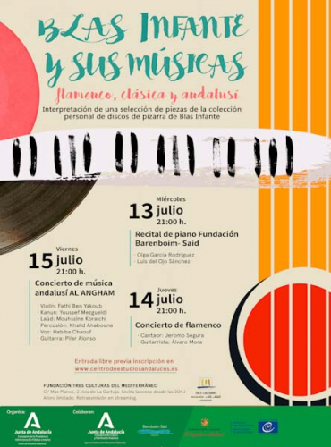 Cartel  Ciclo de Conciertos Blas Infante y sus músicas: Clásica, Flamenco y Andalusí