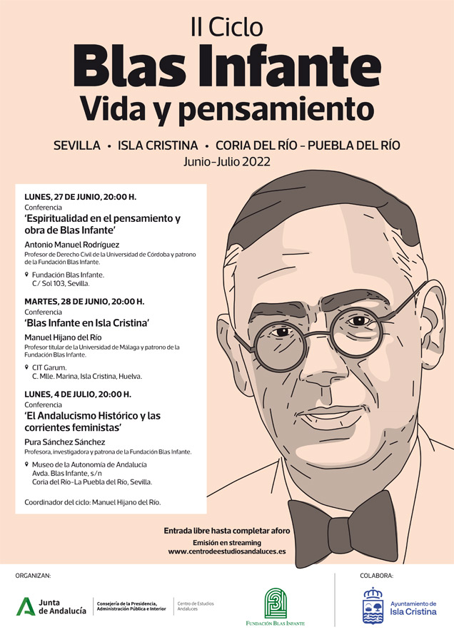 Tres nuevas conferencias rememoran la vida y el legado de Blas Infante con ocasión de la efeméride de su nacimiento